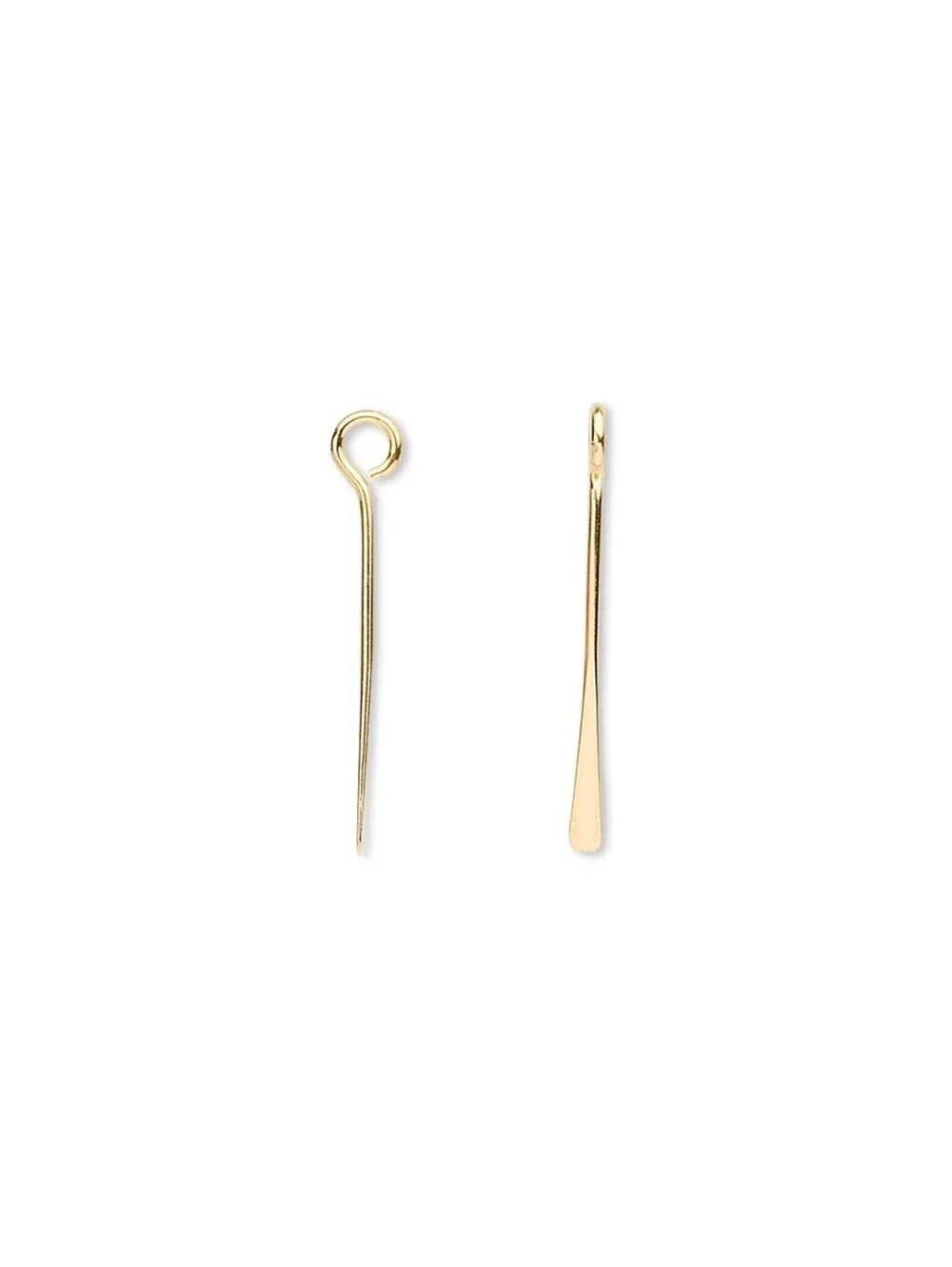 20 Gold 14K Plated Flat Paddle Pins Eyepins Drops Charms Earring Findings